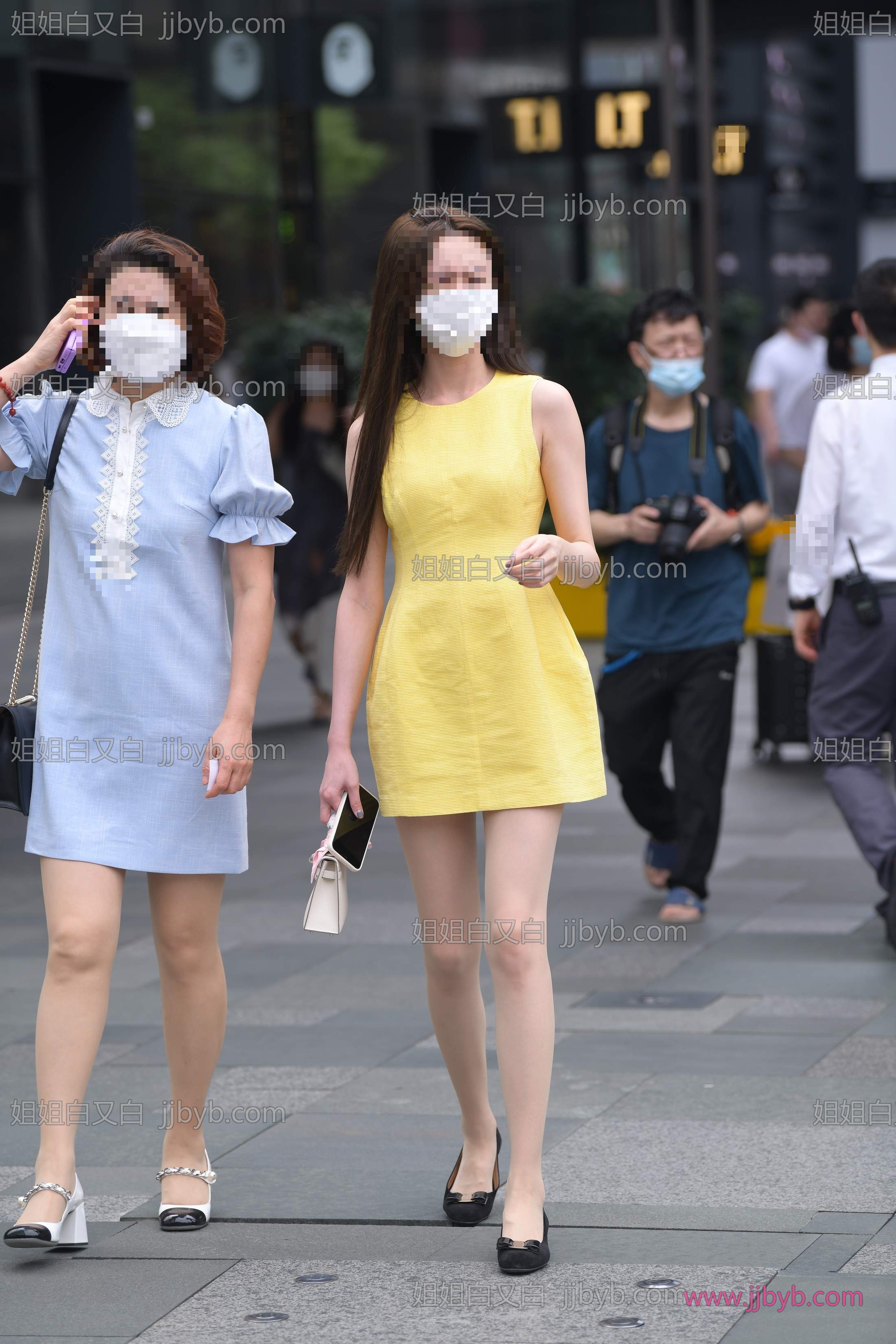 高清街拍写真集，限时上架｜丝袜·肉丝·街拍黄色裙肉丝美眉-姐姐白又白