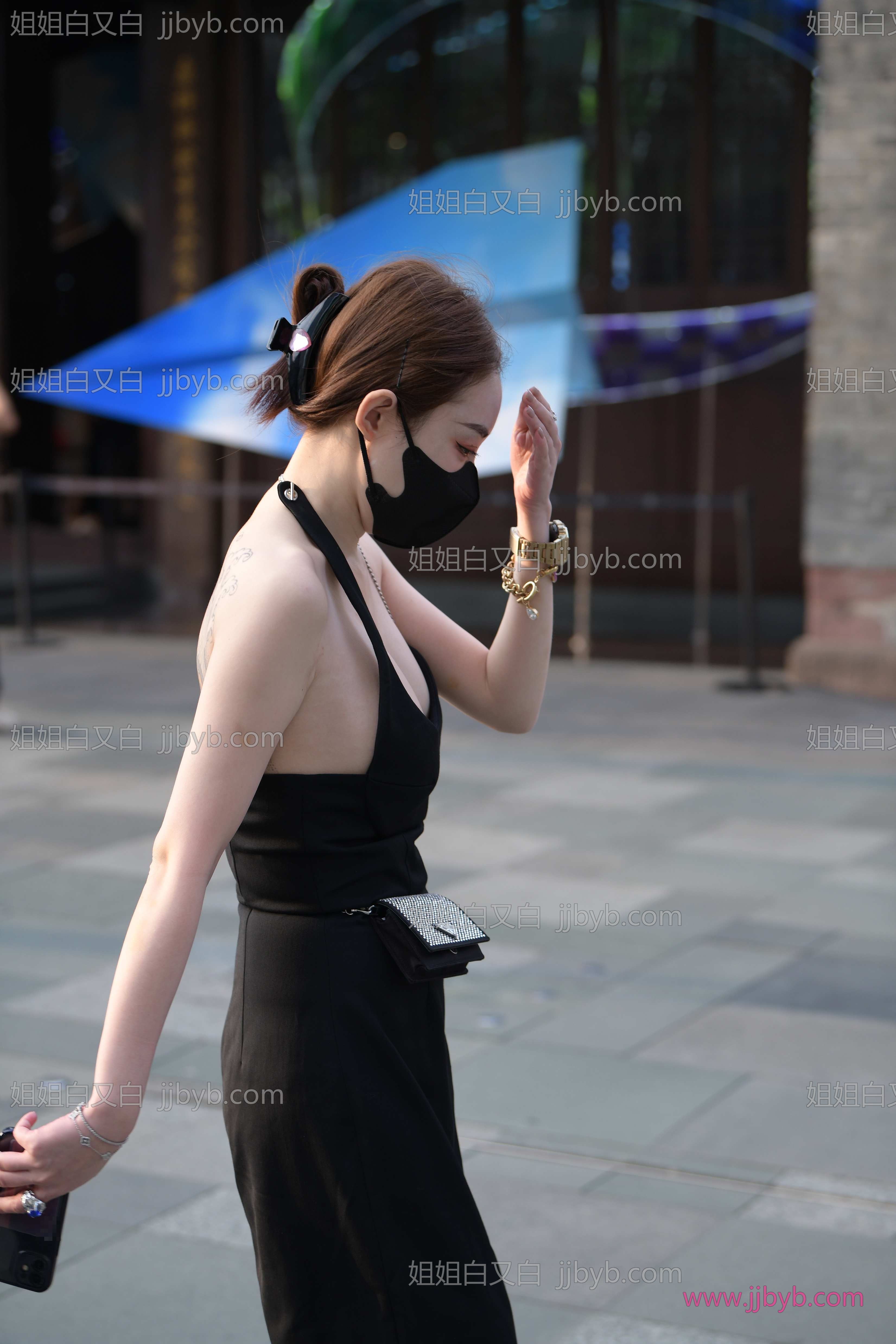 高清性感写真集，限时上架｜街拍美女·性感·黑色裙性感美女-姐姐白又白