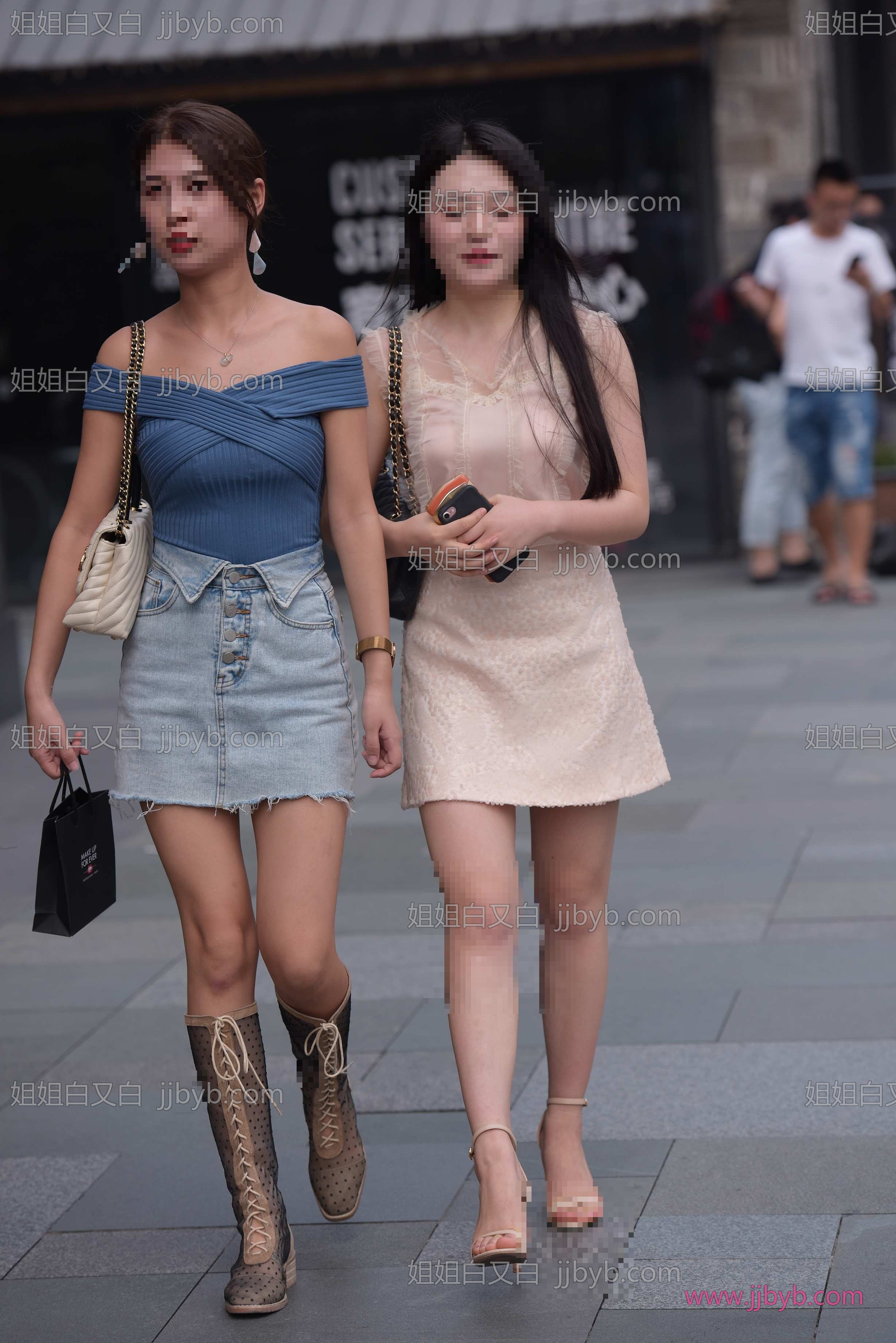 高清图集，画质党必收｜街拍美女·街拍·长发美女-姐姐白又白